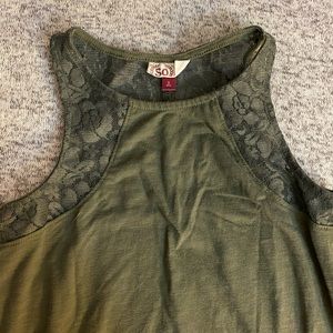 So Lace Inset Tank Top Authentic SO American Heritage Juniors Timberland Green